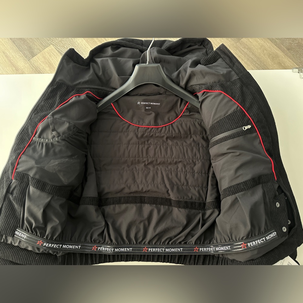 NWT Perfect Moment Black Polar Flare Corduroy Snow Jacket